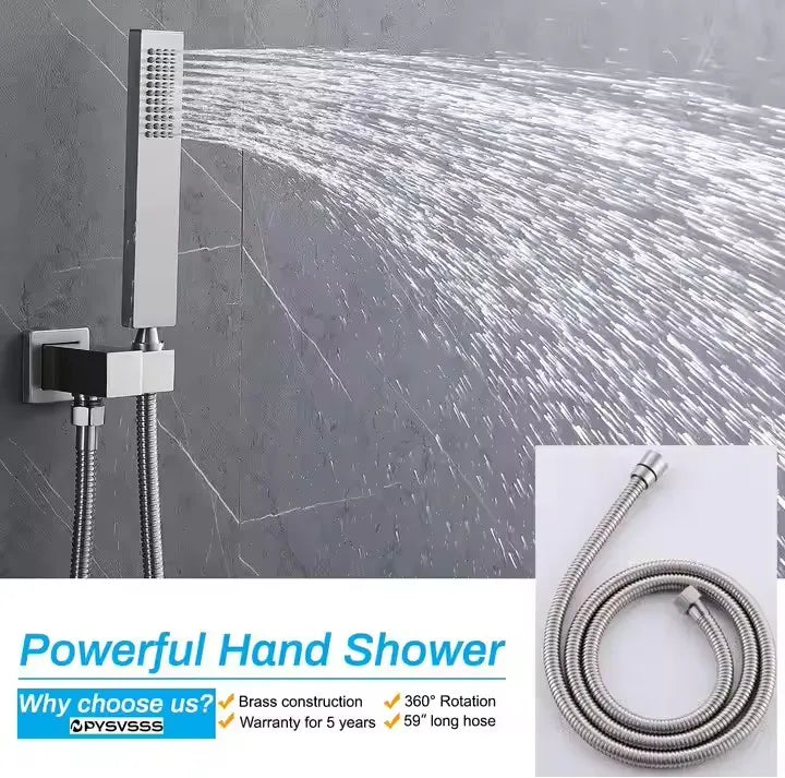 DULABRAHE Ceiling 800*400mm Shower Head with Full Body Jet Multifunction Shower System With Temperature Shower Faucet Set