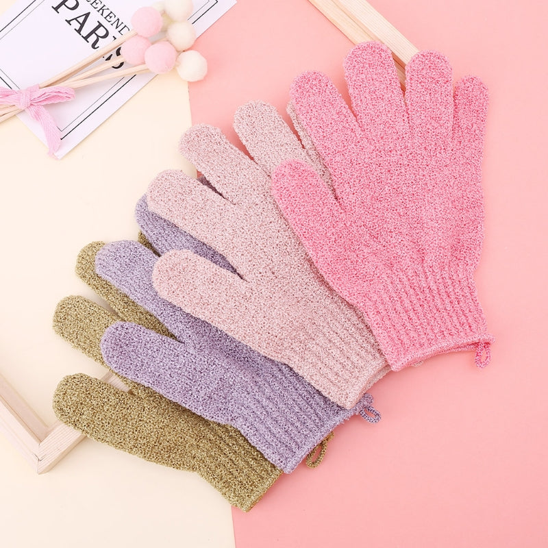 2Pcs Shower Bath Gloves Exfoliating Loofah Body Scrubber Wash Skin Spa Massage A0NC