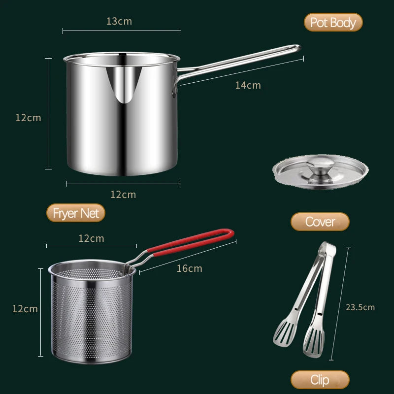Mini Stainless Steel Fryer with Oil Filter &amp; Convenient Thermometer