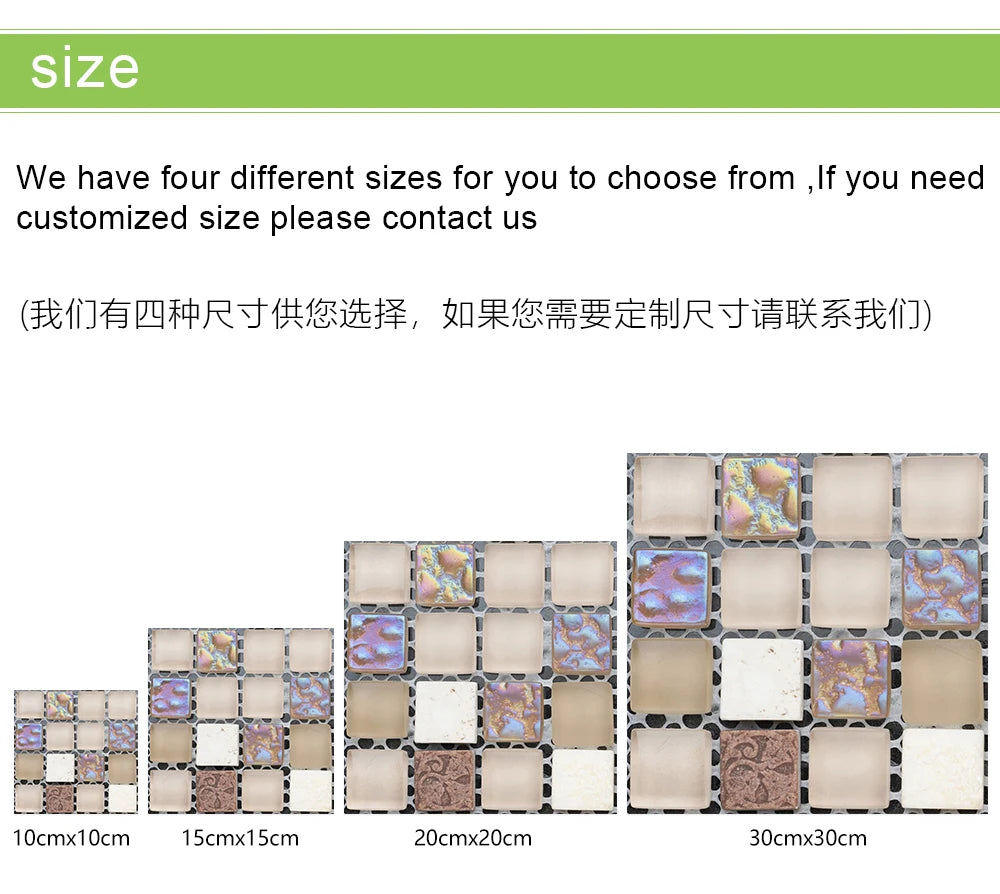 Bộ 10 Miếng Dán Gạch Kính PVC Cho Nhà Bếp & Phòng Tắm