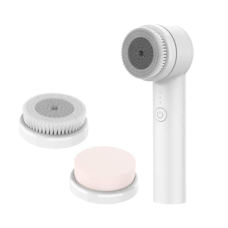 Electric facial cleanser with soft, skin-friendly, waterproof silicone brush head 