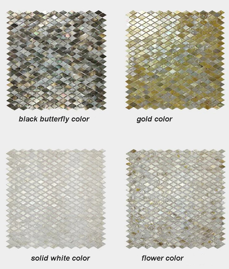 Rhombus Mother of Pearl Mosaic Tile Seashell Mosaic Tile for Wall Natural oyster Black butterfly Gold White Affordable - Daisan Mart