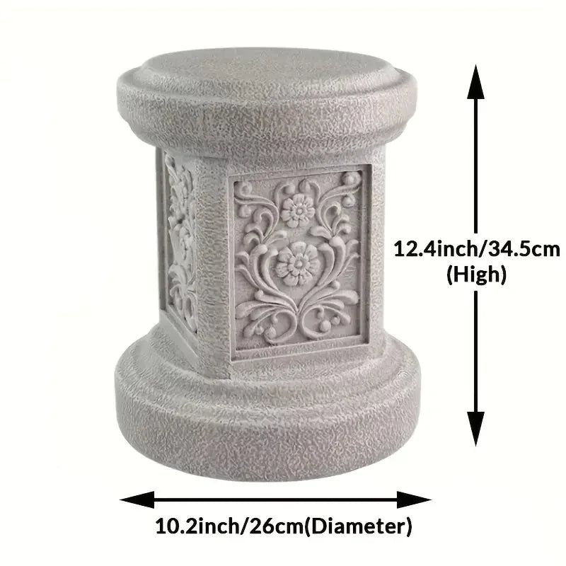 Round Geometric Resin Garden Pedestal Sculpture Base Garden Outdoor Statue, Indoor Outdoor Sculptural Garden Plinth Base,