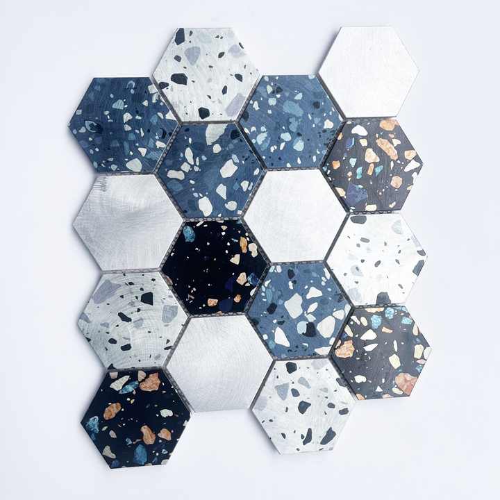 2024 modern design hexagon mosaic tiles, new style for kitchen, living room, bathroom, interior wall decoration, graphic design available 