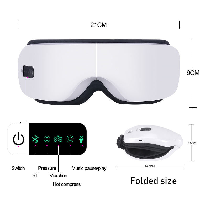 Máy mát xa mắt Bluetooth 3D, gấp gọn 180 độ, di động, có nhiệt điện - Daisan Mart