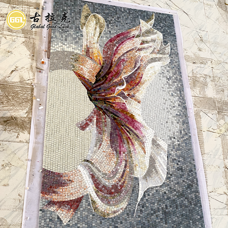 Handmade wall mosaic with 4mm glass tiles