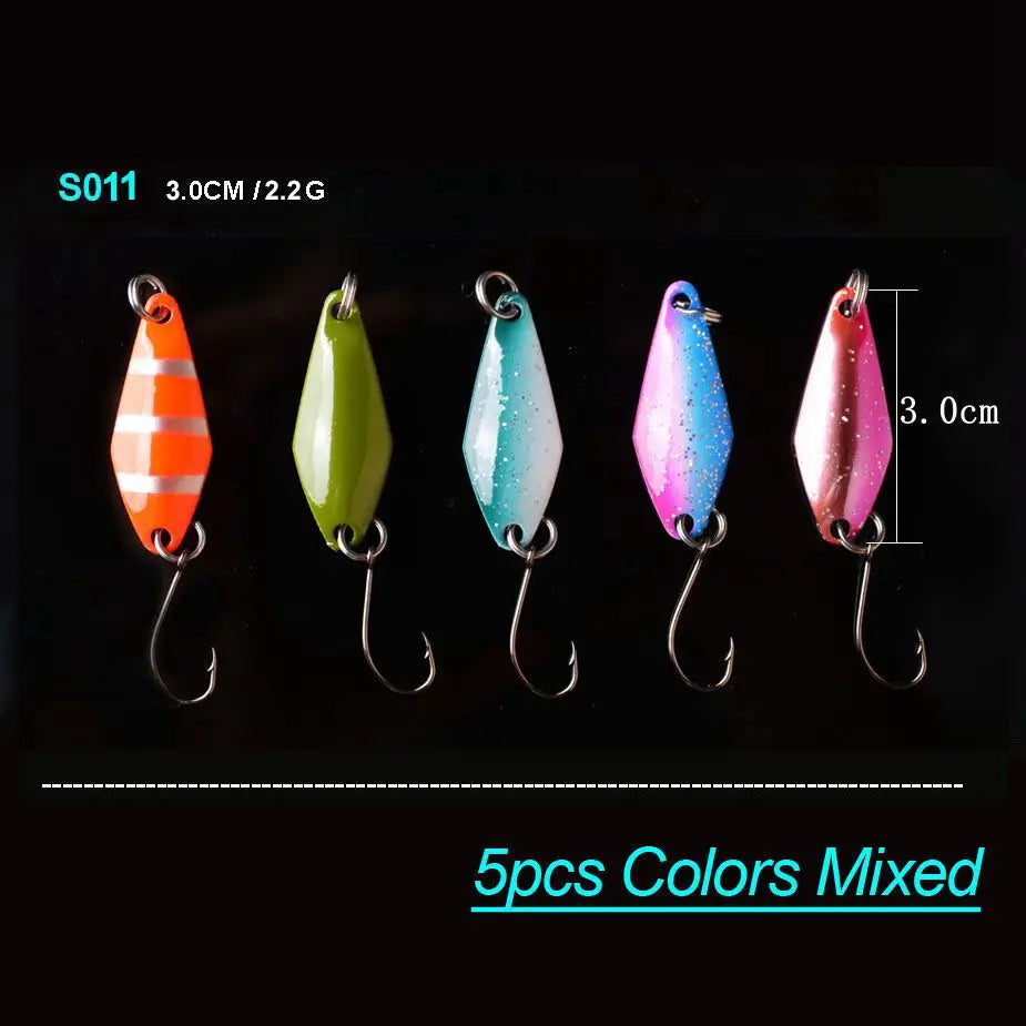 Bộ 5 Mồi Câu Kim Loại TOMA Dạng Lá Cá Lóc, Cá Trê