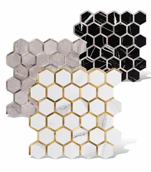 Hexagonal aluminum-plastic panels for wall decoration and natural stone floor tiles, waterproof 