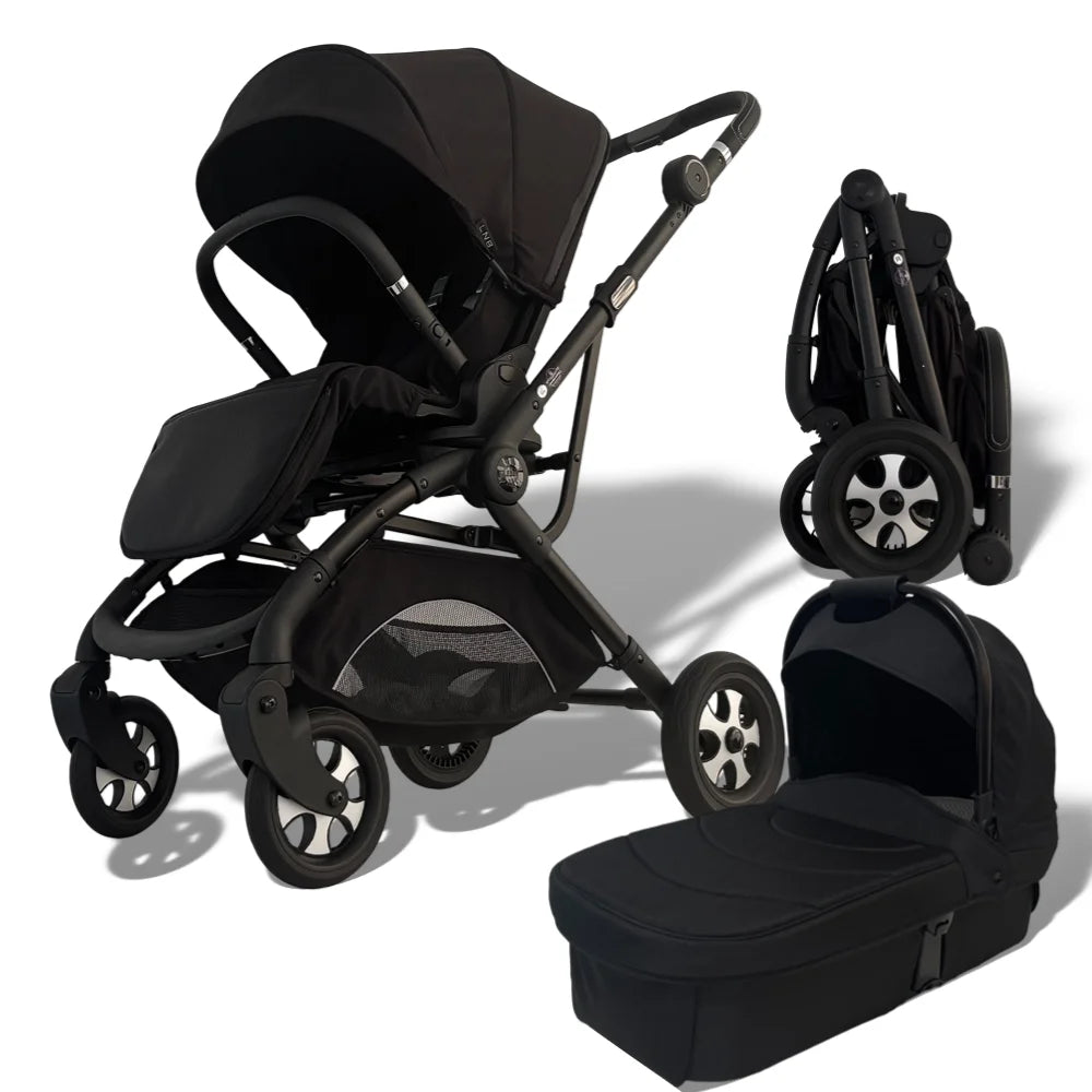 3-in-1 Multi-Function Stroller with Bag &amp; Foldable Baby Cradle