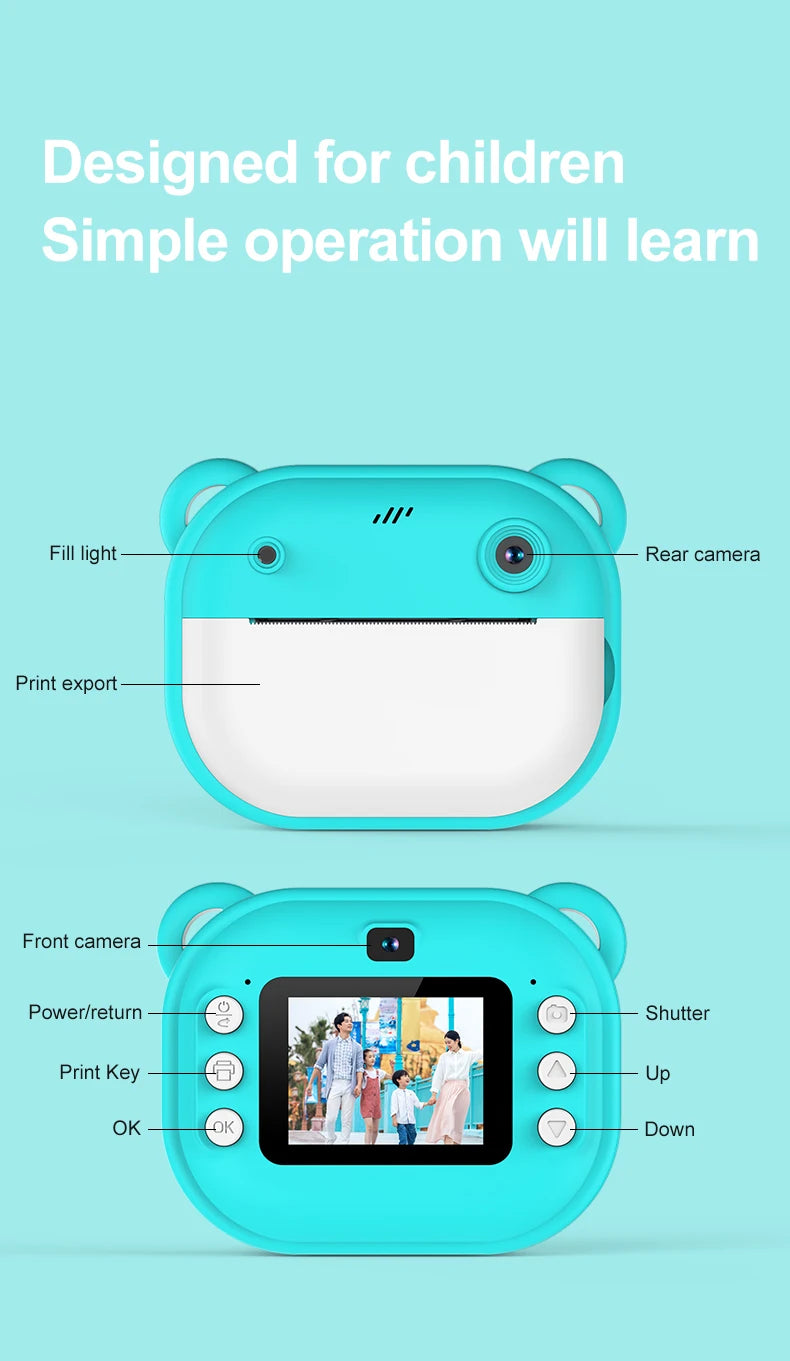 Máy Ảnh Mini In Ảnh Tức Thì Thông Minh Cho Trẻ Em