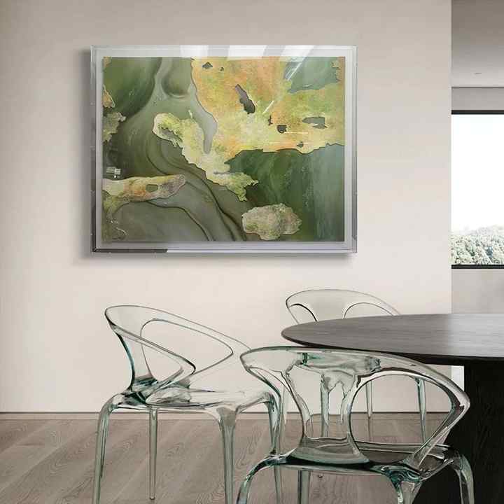 JZ Home Decor Multimedia Art Hand Painted Oil Painting with Acrylic Box 3D Wall Art Living Room 