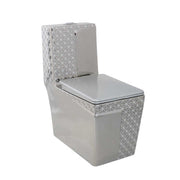 High quality silver square siphon flush toilet, Commode ceramic floor mounted one piece toilet for villa hotel bathroom 