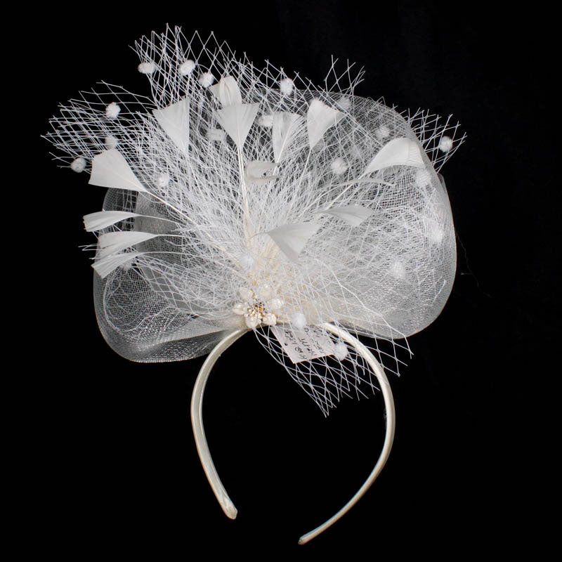 Mũ Fascinator Sinamay Hoàng Gia Tiệc Cưới Derby Hoa Lưới Lông Vũ Nữ Đi Nhà Thờ - Daisan Mart