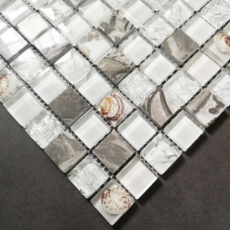 Modern design glossy glass mosaic tiles 4mm wood grain interior decoration 