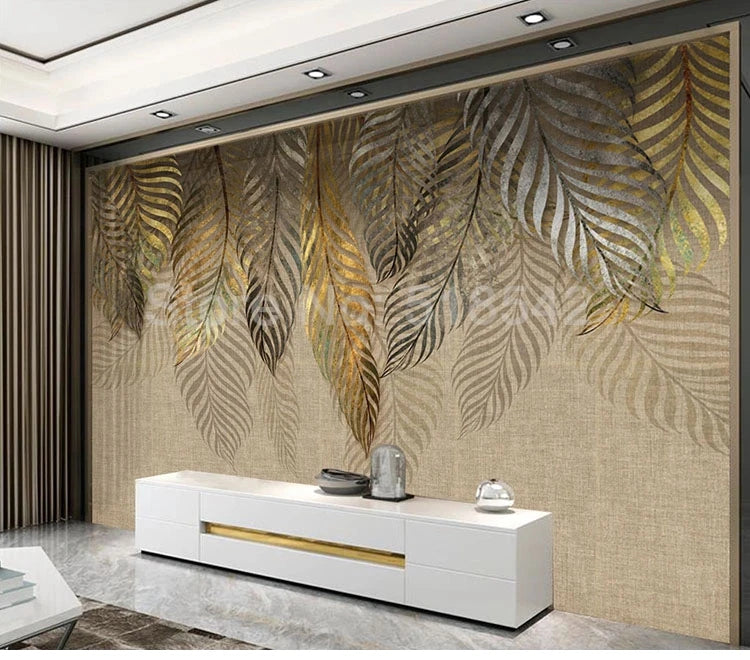 Custom Mural Wallpaper For Bedroom Walls 3D Modern Art Leaves TV Background Wall Painting Living Room Bedroom Home Decor Paper