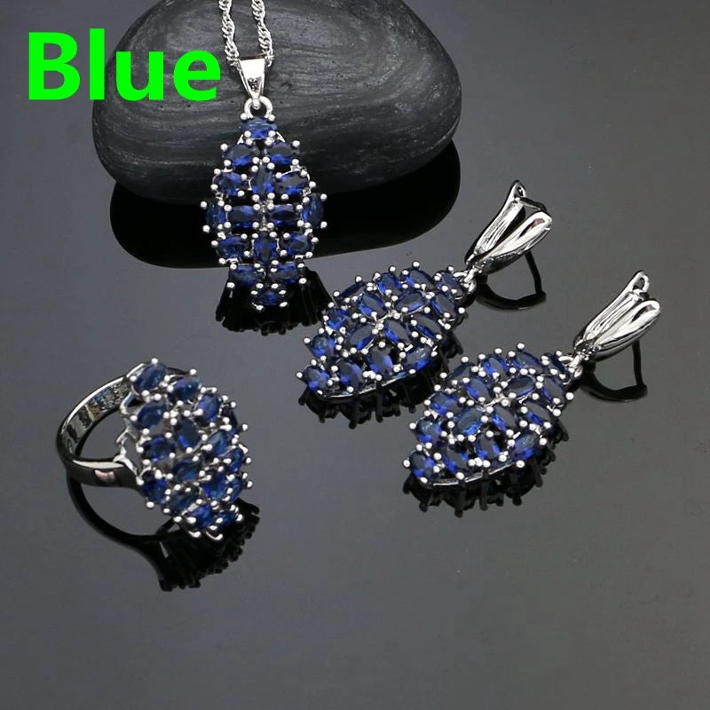 925 Silver Jewelry Set Black Zirconia Party Accessories