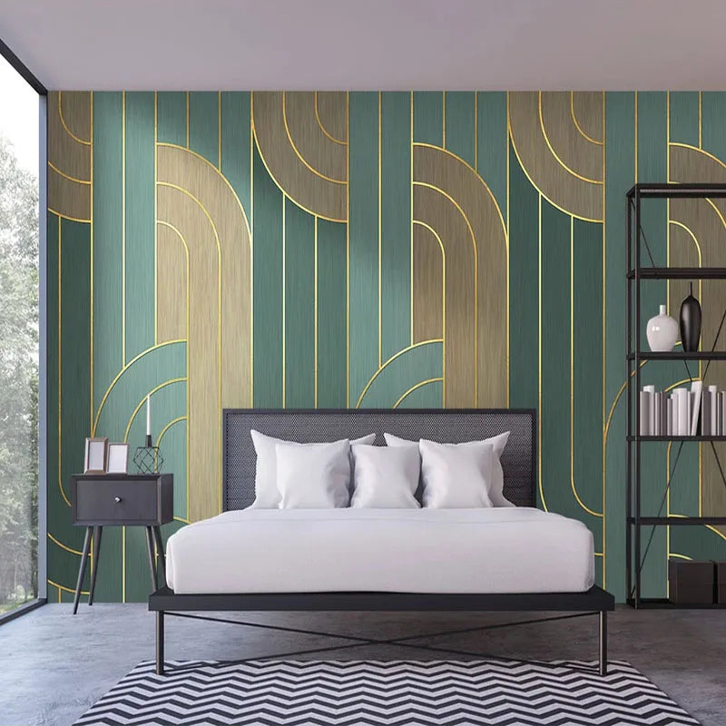 Photo Wallpaper Modern Geometric Abstract Golden Lines Texture Living Room Bedroom Background Wall Painting Papel De Parede 3 D