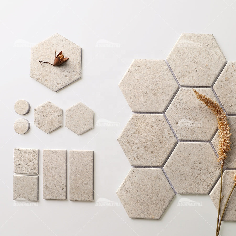 Bluwhale inkjet printed matte hexagon floor tiles 