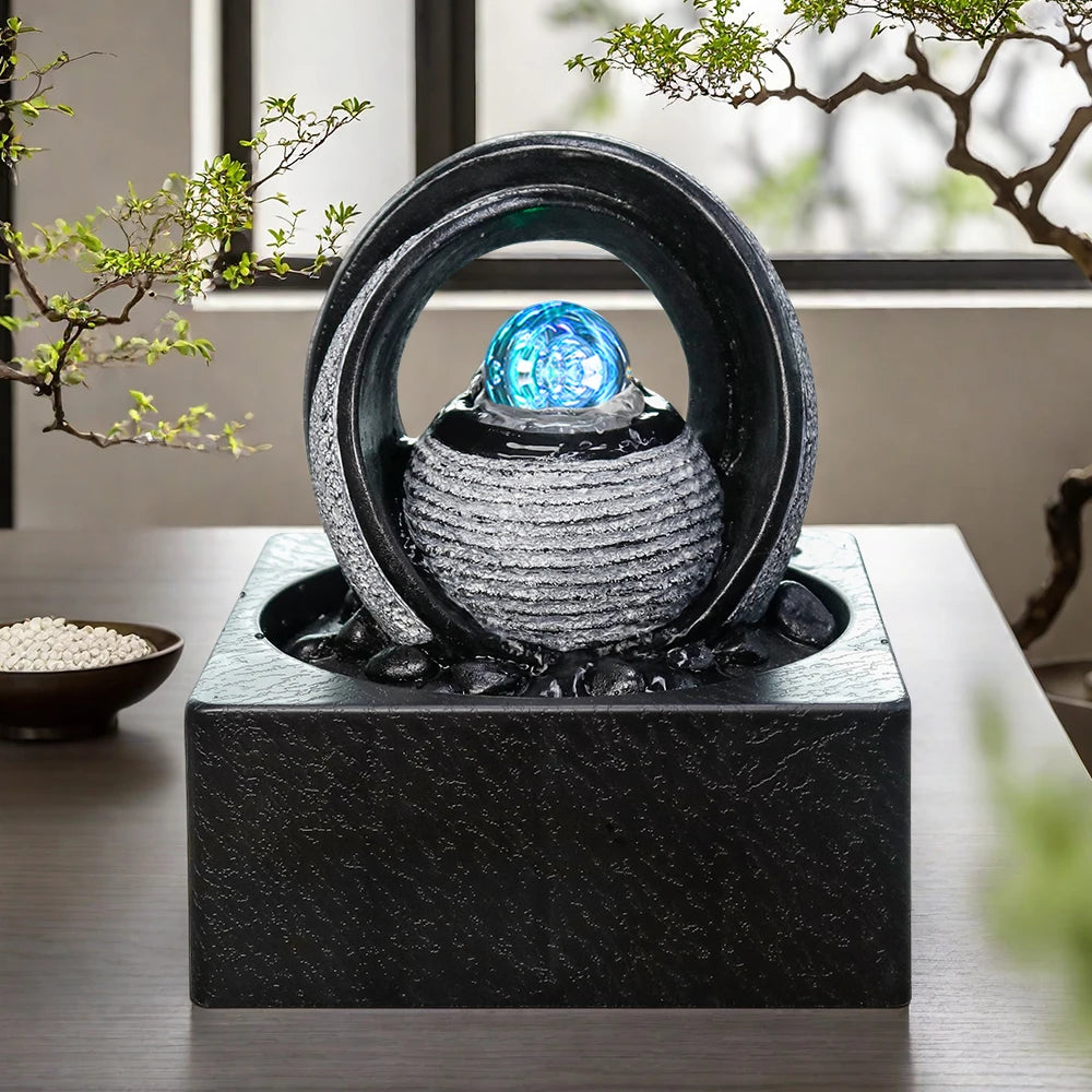 Arch-Shaped Fountain with Ball Base - Garden Decor for Outside & Outdoor Decor, Match Plants Resin Craft Ornament - Daisan Mart