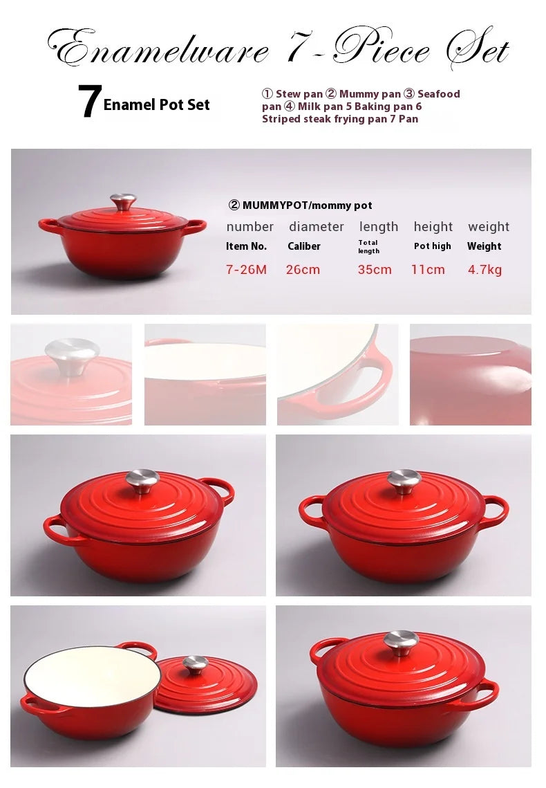 Bộ Nồi Chảo Gang Tráng Men Đa Năng Bền Bỉ