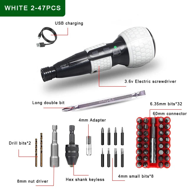Electric Screwdriver 3.6V Cordless Drill 1800mah Lithium Battery Super Torque Mini Power Tools Automatic And Manual Led Light