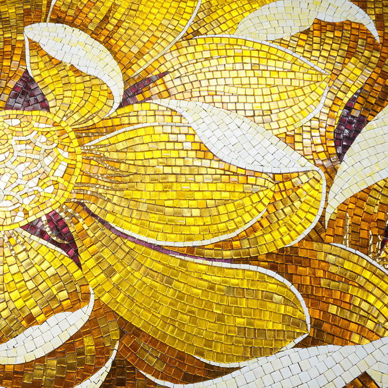 High quality handmade gold plated crystal mosaic flower art painting 