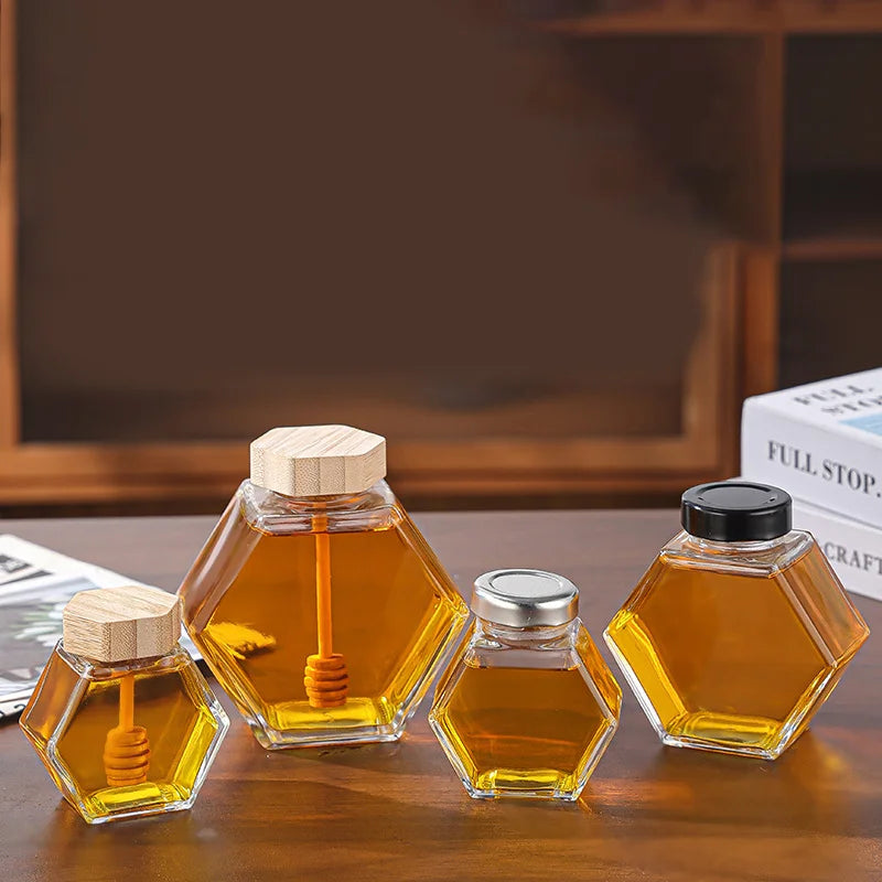 Mật Ong Lục Giác Kèm Muỗng Gỗ & Nắp Bần Sang Trọng