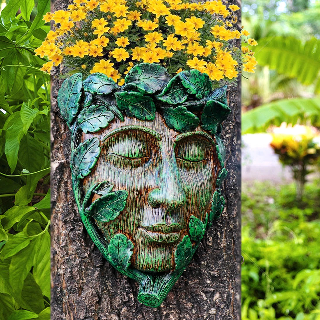 Unique Human Face Tree Ornament - Halloween Home Decor & Garden Decor for Outside, Fit Patio Resin Craft Ornament - Daisan Mart