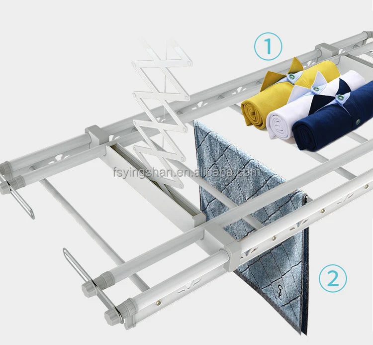 Smart Electronic Folding Balcony Dryer Rack Automatic Laundry Clothes Hangers Machine Silver Aluminum Foldable Cloth Dryer