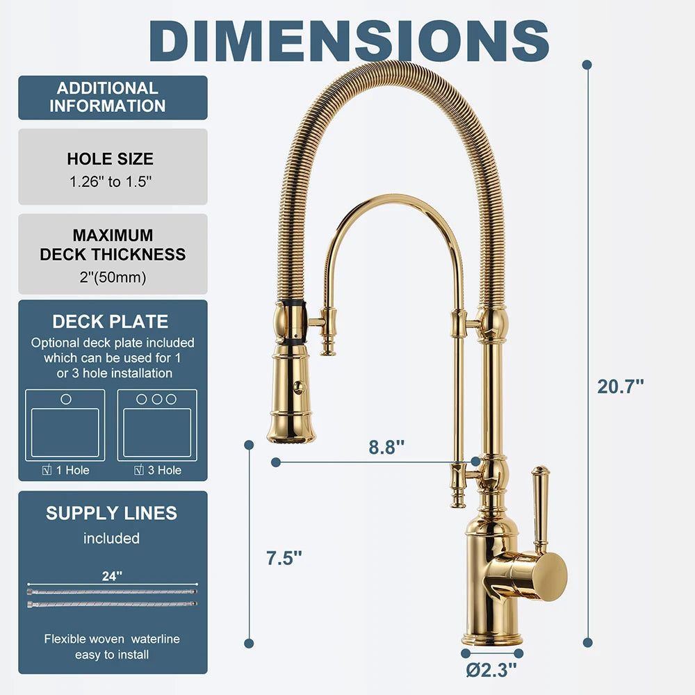 Vòi Chậu Bếp Cao Cấp Titan Vàng Với Đầu Xịt
