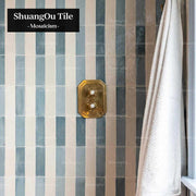 Modern bathroom ceramic mosaic tiles for kitchen decoration, oil painting, gradient blue striped mosaic tiles 