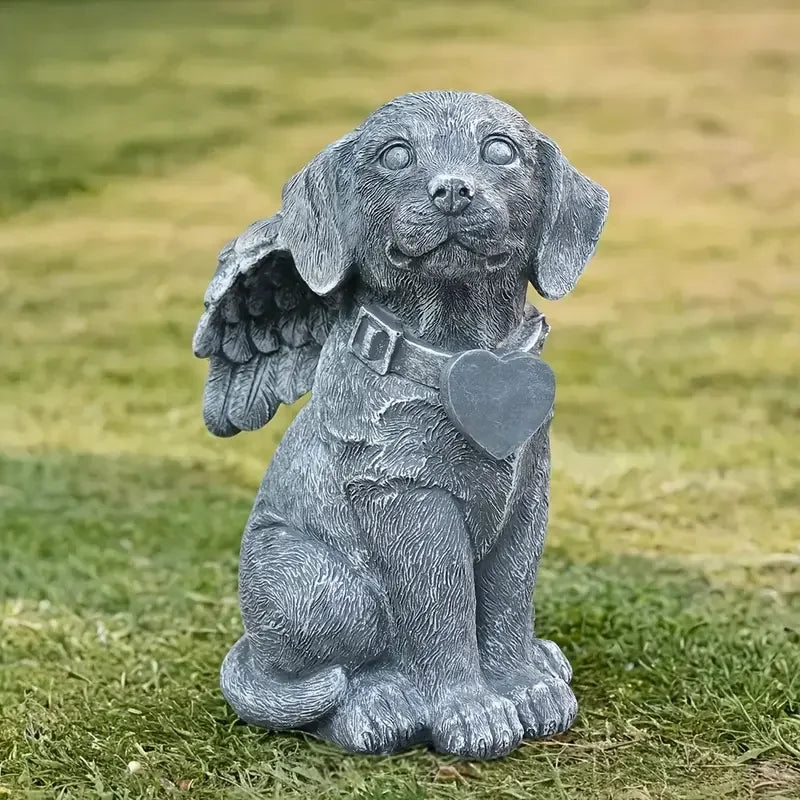 Angel Winged Dog Resin Statue Heart Accentuated Garden Memorial Figurine for Outdoor Home Decor Gifts Sea Style Art Inspiration - Daisan Mart