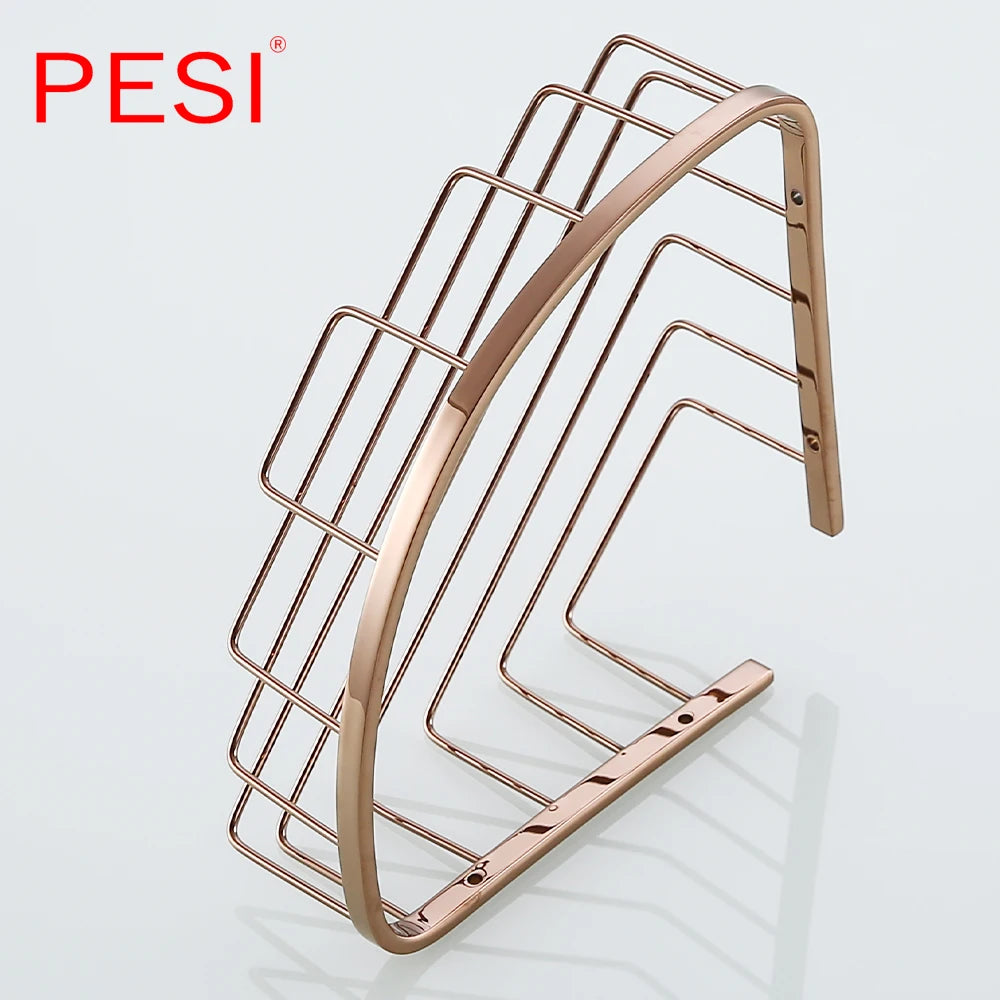 Bathroom Shelf Black Stainless Steel Single Bathroom Shelves Shower Storage Rack Wall Mounted Corner Basket Shampoo Shelf. - Daisan Mart