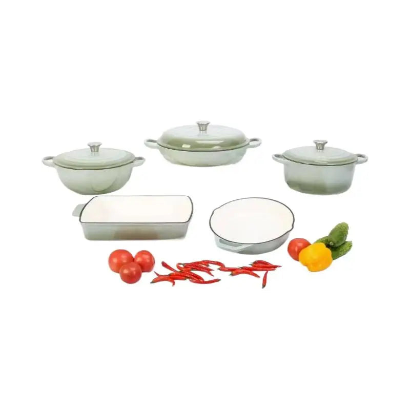 5-Piece Non-Stick Stone Enamel Cast Iron Pot and Pan Set for Family