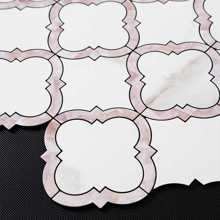 High quality custom bedroom use clover shaped waterproof aluminum mosaic tiles peel and stick 