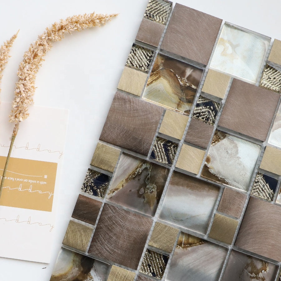 Foshan square stainless steel metal mosaic tiles 