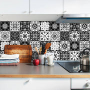 Black &amp; White Pattern Matte Surface Floor Sticker Adhesive Tile Decoration Film For Tiles /Ground in Kitchen Bathroom Non-slip