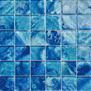 Luxury modern style handmade design square 4mm thick blue green mixed outdoor villa swimming pool mosaic tiles 