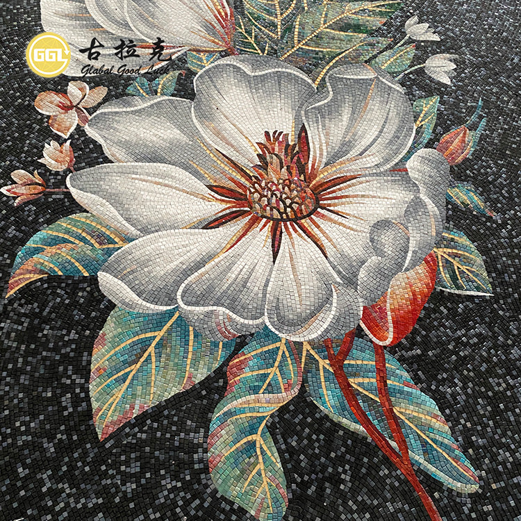 Custom modern flower glass mosaic for bathroom, bedroom &amp; hotel wall and floor 