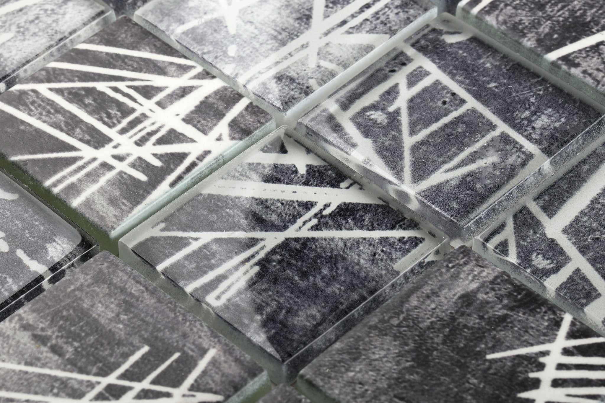 48x48x8mm Inkjet Concrete Colored Glass Mosaic Tiles 
