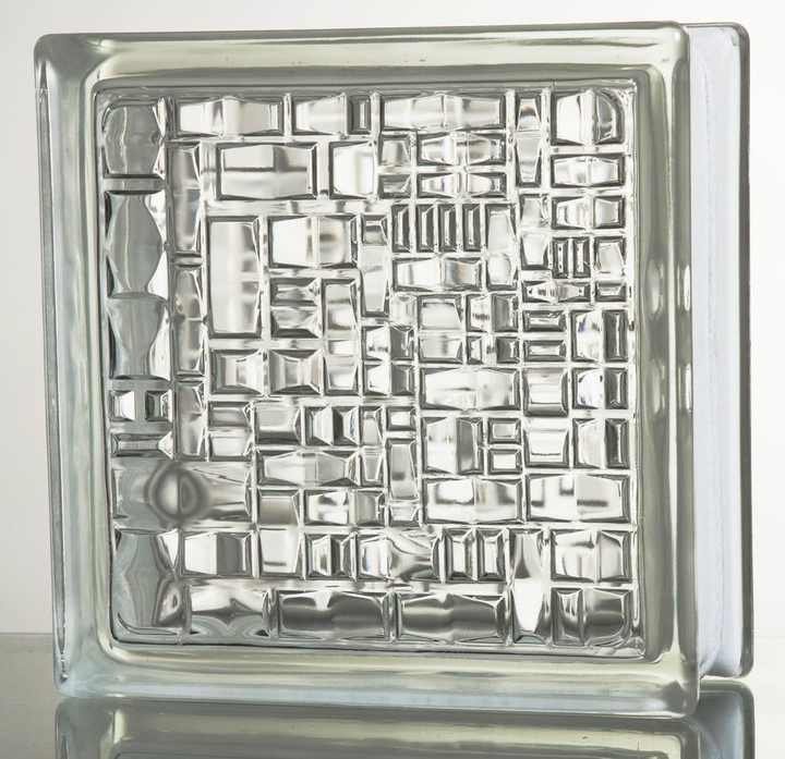 Clear glass block with decorative pattern for mosaic 