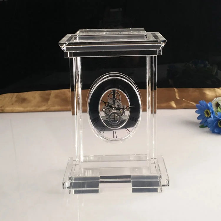 Small Bridge Wholesale Customization New Design Large Crystal Desk Clock for Home Decoration