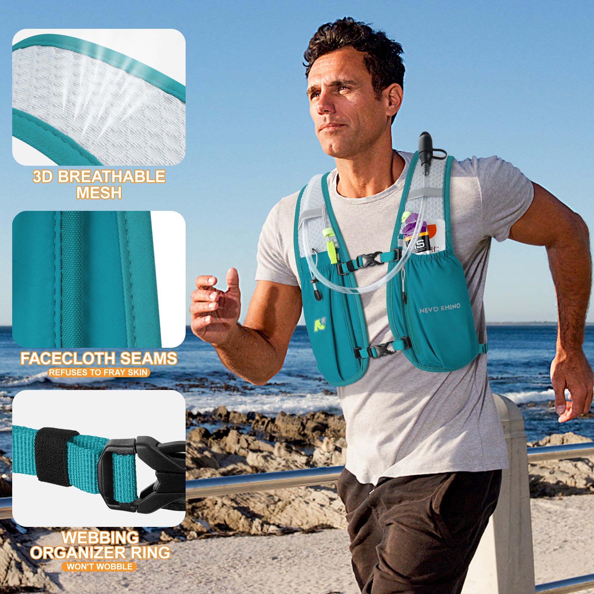 Nevo Rhino Lightweight Cycling Backpack, Adjustable Nylon Running Sling Bag 