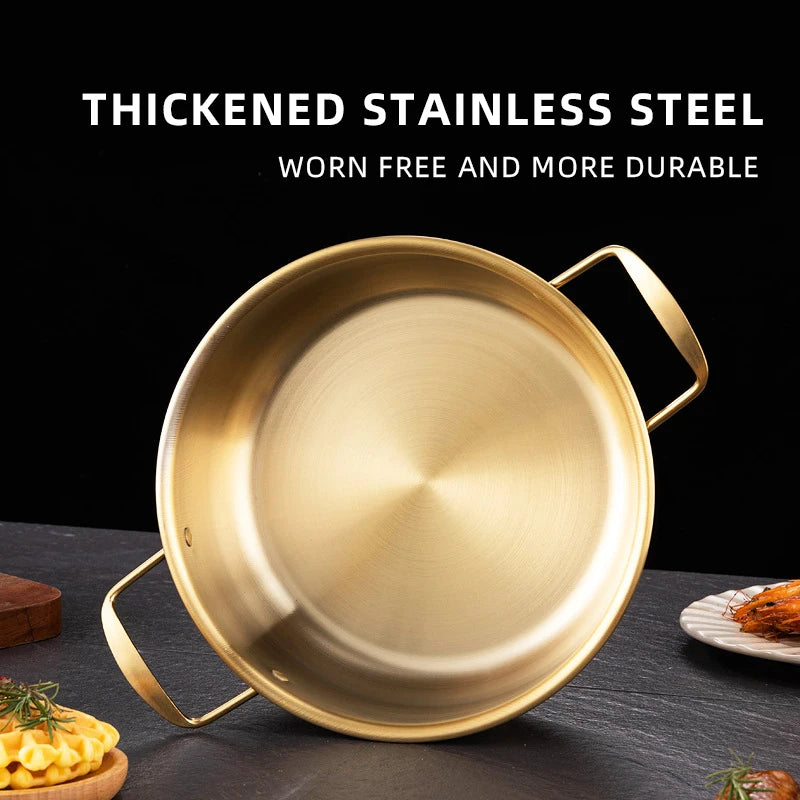 Korean Hot Pot with 2 Aluminum Handles for Cooking Seafood Noodles