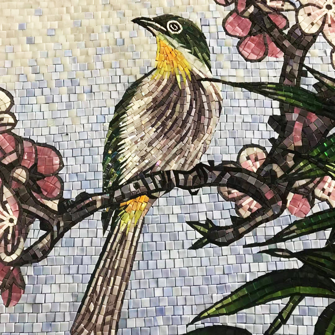 Custom Modern Flower and Bird Decorative Wall Mosaic 