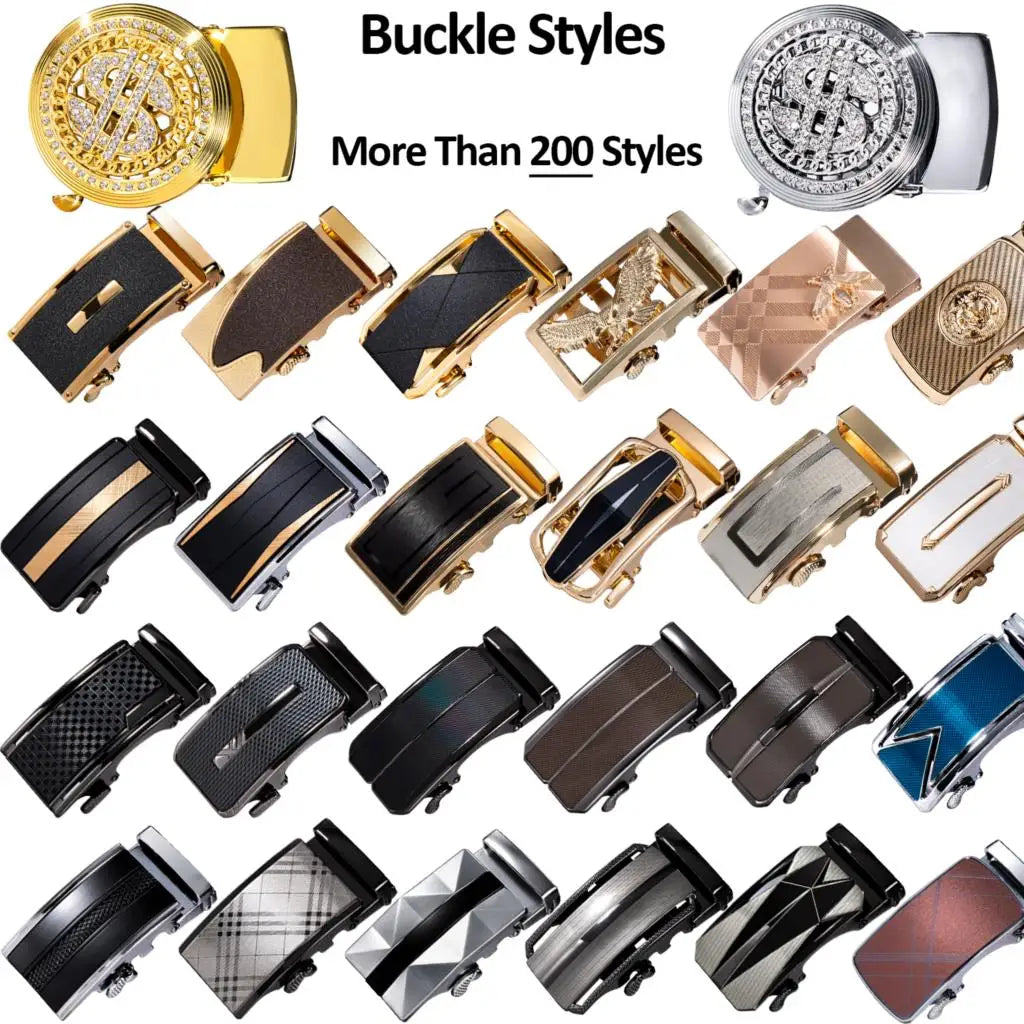 Men's Classy Blue Leather Belt, Automatic Buckle