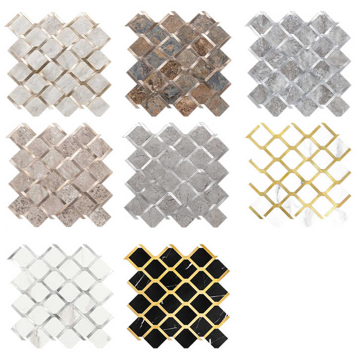 European style waterproof wall tiles easy to install Special hexagonal anti-stain PVC mosaic tiles Peel and stick mosaic 
