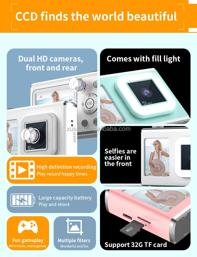 Y23經典迷你相機支援TF卡雙鏡頭