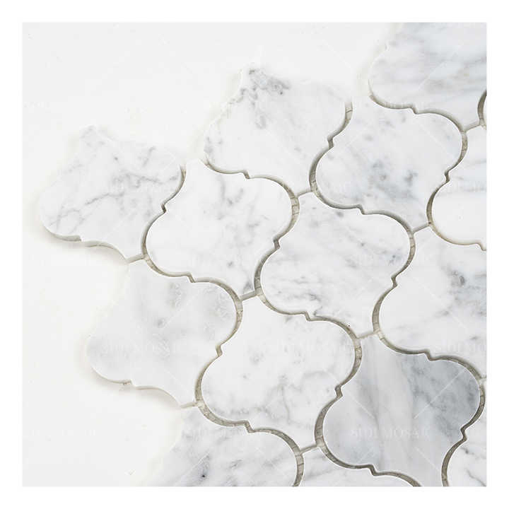 Kincer Mable Bianco Carrara White Lantern Mosaic Tiles for Kitchen and Bathroom, Interior Wall Mosaic Tiles Manufacturer 