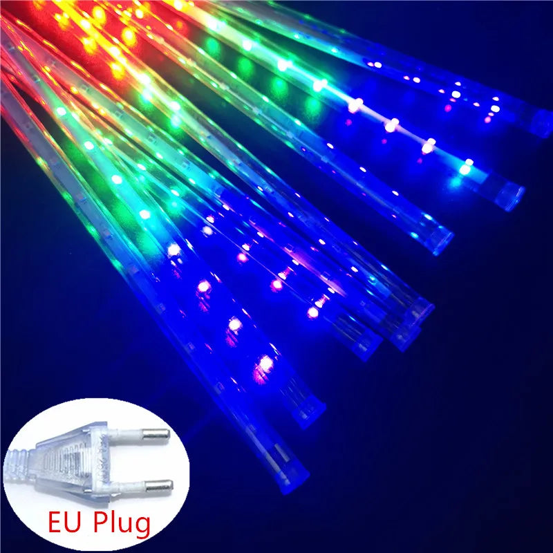 Đèn Mưa Sao 8 Ống Trang Trí Noel Sân Vườn Ngoài Trời